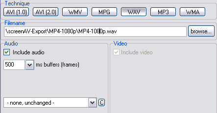 screenAV-Einstellungen für MP4 1152x720 Audio
