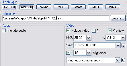 screenAV-Einstellungen für MP4 416x256 Video